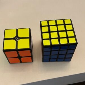 Set of Two Puzzle Cubes - Yellow, Orange, Blue